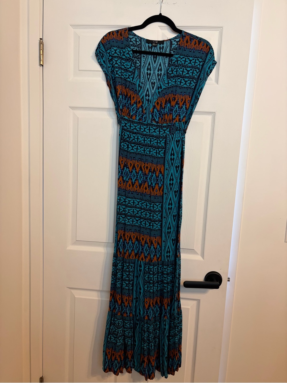 Forever 21 Teal and Brown Printed Maxi Dress